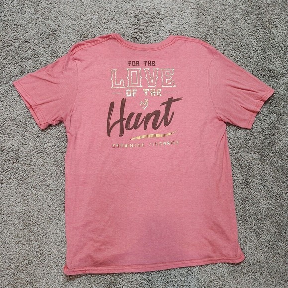 Browning Large Pink Women T Shirt Love Hunting Pink Gold Realtree Buck Doe Heart - Picture 1 of 5